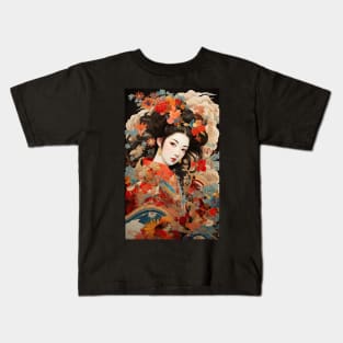 Japanese Vintage Kabuki-style Art Kids T-Shirt